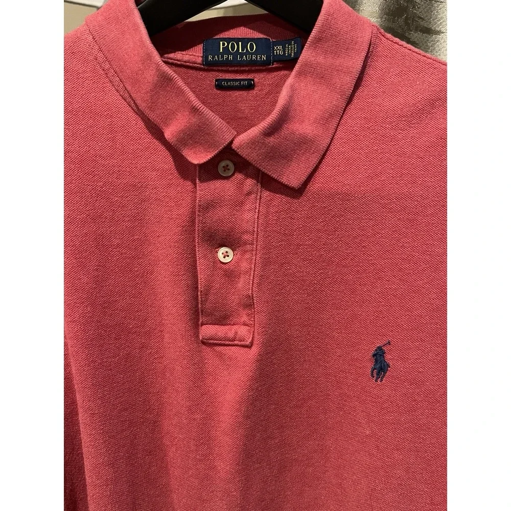 Polo Ralph Lauren XXL Classic Fit Salmon Colored Polo with Dark Blue Polo Player
